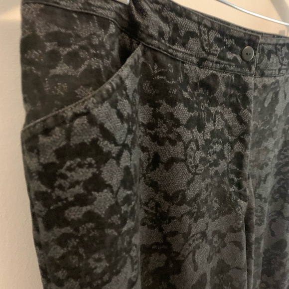 Vintage 90s-Y2K- Black Lace Wide Leg Jeans.Grunge - Picture 3 of 15